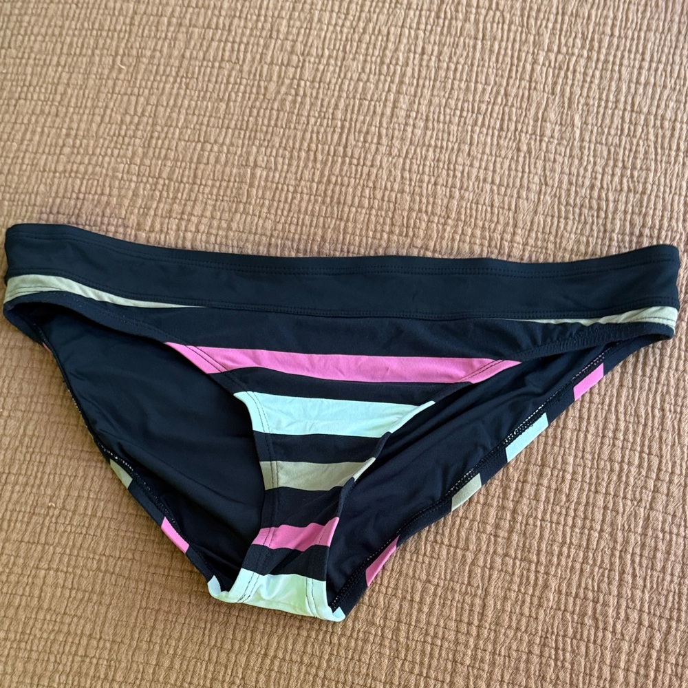 Carve Designs Black Bikini Bottom with Pink and Mint Stripes